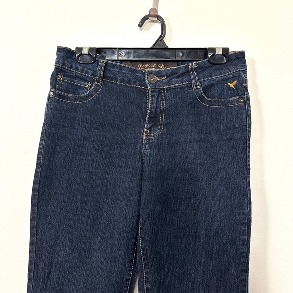 VTG Grane Flare Leg Jeans Dark Wash Hummingbird Embroidered Y2K Denim Junior 9 - Picture 3 of 9